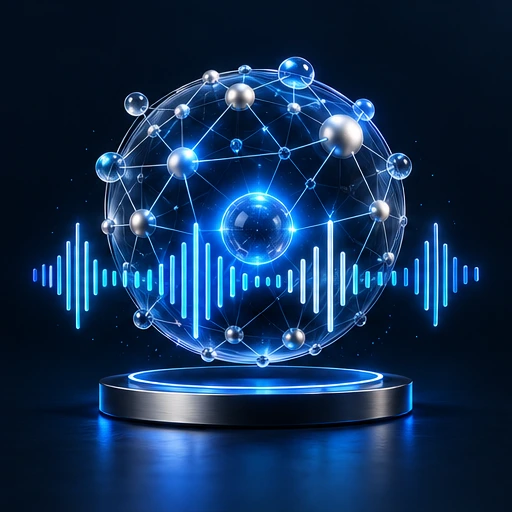 Sculptural neural sphere representing intelligent technology